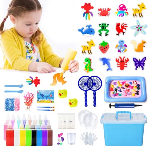 DAZZTIME Handgemachtes Wasserspielzeug für Kinder,55 Stück Magischer Wasserelfe,16 Flaschen Farbgel 60ml,3D Aqua Gelz,Mit Landschaftsbau-Flasche,Aqua Fairy Toy set für Jungen und Mädchen. von DAZZTIME