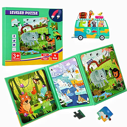 Kinderpuzzle,Magnet Puzzle,Tier Puzzle für Kinder,Reisespiele Kinder ab 3 Pädagogisches Puzzles,Pädagogisches Spielzeug,Lernspielzeug für Kinder 3 4 5 Jahren,Geschenk und Spiele für Kinder von DAZZTIME