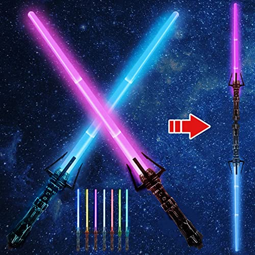 Laserschwert Kinder,Star Wars Lichtschwert,2 PCS Laserschwert Duell Lichtschwert,Laserschwert Kinder mit 7 Farben und Soundeffekten,für Halloween Verkleidung,Partygeschenke von DAZZTIME