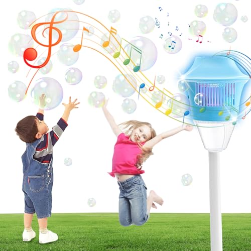 Seifenblasenmaschine,Seifenblasenmaschine Kinder,Stehende Seifenblasenmaschine 47 Inches,Automatische Seifenblasenmaschine mit LED/Musik,für Blasenparty, Sommerspielzeug, Sommer Themed Party von DAZZTIME