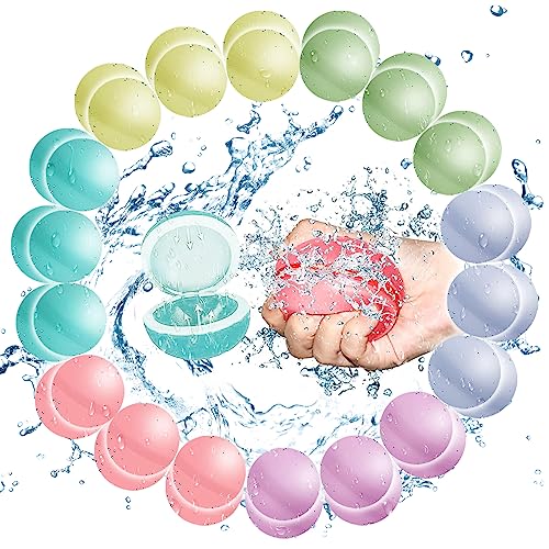 36 Stück Wiederverwendbare Wasserbomben Selbstschließend,Eine Sekunde Schnellfüller Wasserbomben Set,Silikon Wasserballons Wasserspielzeug,Magic Splashy Balls für Sommer Draussen,Pool,Strand Party von DAZZTIME