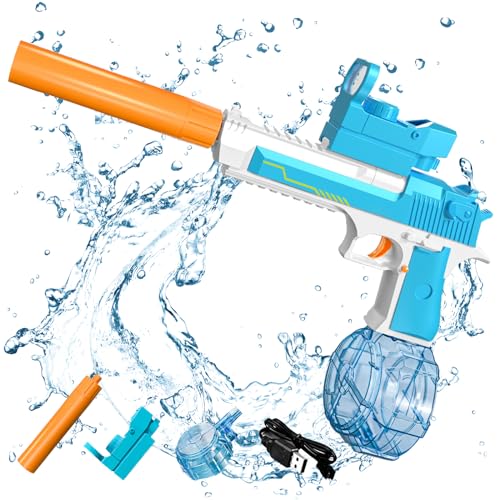 Wasserpistole Spielzeug,Wasserpistole Elektrisch,Elektrisch Automatische Wasserpistole Große Reichweite Wasserspritzpistole für Kinder Erwachsene Outdoor,Strand,Pool,Party von DAZZTIME