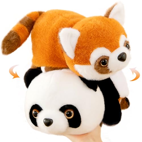 DBPBToU 35/50/70 cm Umkehrbare Kuscheltier - 2 in 1 Roter Panda und Panda Kuscheltier Kissen - Wildtiere Kuschelkissen Kinder Kuscheltiere Plüschtiergeschenke für Jungen und Mädchen (35 cm) von DBPBToU