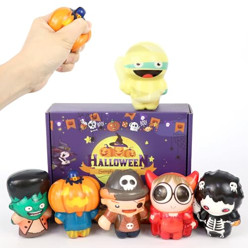 DBPBToU 6er-Pack Halloween Mochi Squishy Toys Set , Halloween Stressball Spielzeug Geschenke Kinder, Anti Stress Halloween Flummi Party Squeeze Toys Geschenke Kinder (Gruppe A) von DBPBToU