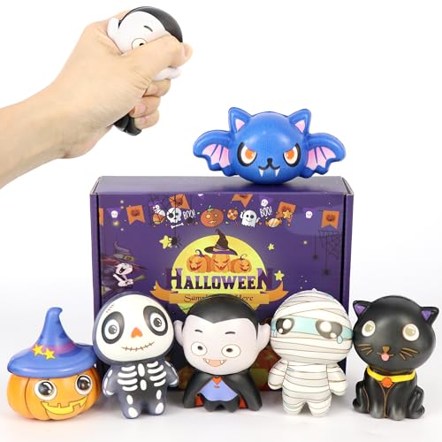 DBPBToU 6er-Pack Halloween Mochi Squishy Toys Set , Halloween Stressball Spielzeug Geschenke Kinder, Anti Stress Halloween Flummi Party Squeeze Toys Geschenke Kinder (Gruppe B) von DBPBToU