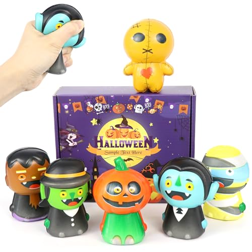 DBPBToU 6er-Pack Halloween Mochi Squishy Toys Set , Halloween Stressball Spielzeug Geschenke Kinder, Anti Stress Halloween Flummi Party Squeeze Toys Geschenke Kinder (Gruppe C) von DBPBToU