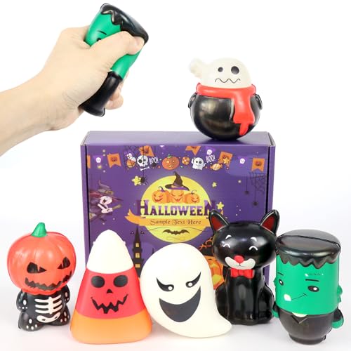 DBPBToU 6er-Pack Halloween Mochi Squishy Toys Set , Halloween Stressball Spielzeug Geschenke Kinder, Anti Stress Halloween Flummi Party Squeeze Toys Geschenke Kinder (Gruppe E) von DBPBToU