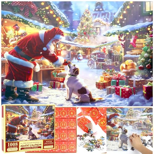 DBPBToU Puzzle 1000 Teile 70 x 50 cm Puzzles für Erwachsene Klassische Puzzles Weihnachten 1000 Teile Erwachsene Weihnachtspuzzle (Russell Terrier) von DBPBToU