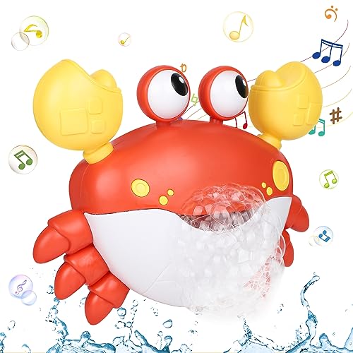 DBREAKS Baby Badewannenspielzeug, Badewannenspielzeug Krabbe mit Musik, Seifenblasenmaschine, Badespielzeug Baby ab 1-4 Jahr, Wasserspielzeug Kinder, Geschenke für Jungen und Mädchen(Rote Krabbe) von DBREAKS