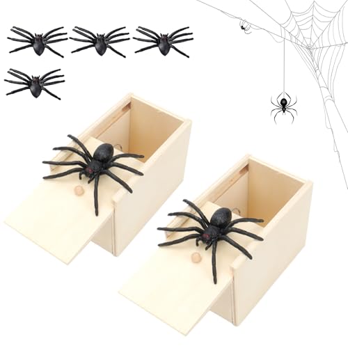 DBTW 2 Stück Prank Scherzartikel Spinne, Holz Streich Spinne, 4 Stück Kunststoff Spinnen Dekoration, Holz Prank Spider, Scherzartikel für Halloween Streich, Spinne in Box für Kinder Erwachsene Party DBTW 2 Stück Prank Scherzartikel Spinne, Holz Streich Spinne, 4 Stück Kunststoff Spinnen Dekoration, Holz Prank Spider, Scherzartikel für Halloween Streich, Spinne in Box für Kinder Erwachsene Party von DBTW