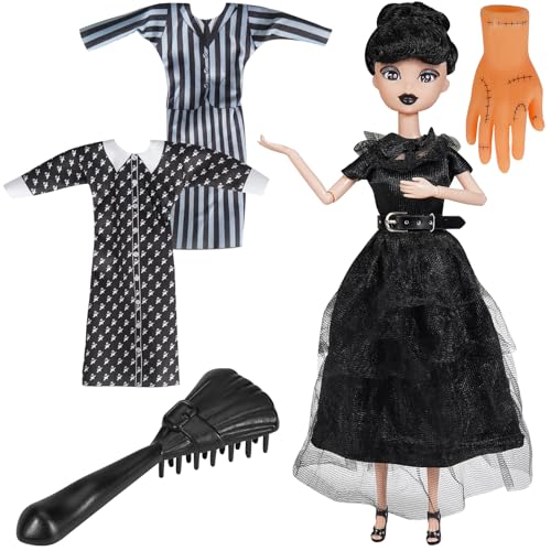 DBYWIUB 29,2 cm große Puppen in Geschenkbox, schwarzes Kleid Mädchen Puppen mit Punkten und Streifenkleidern, Geschenke für Kinder Mädchen Fans von DBYWIUB