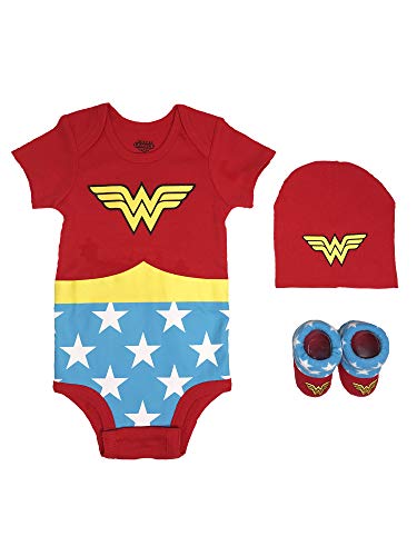 DC Comics Baby Girl's Superman, Wonder Woman, Flash, Batman 3-pc Set in Gift Box Baby Costume von DC Comics