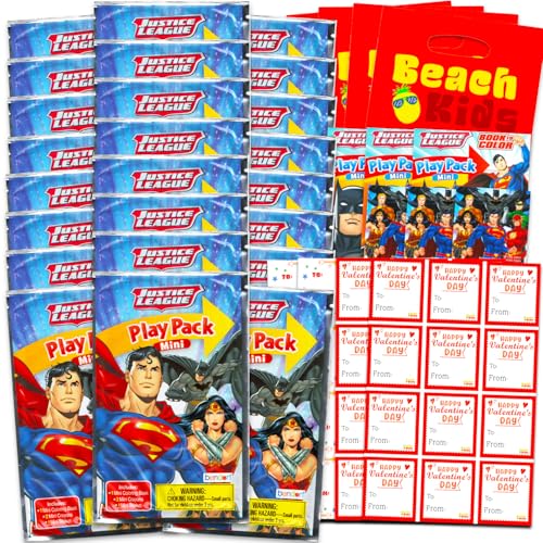 DC Comics Justice League Valentinstag Klassenzimmer Geschenkaustausch-Set – 24 Superman-Mini-Aktivitätsbücher für Schule, Valentinstag, Kinder, Partygeschenke von DC Comics