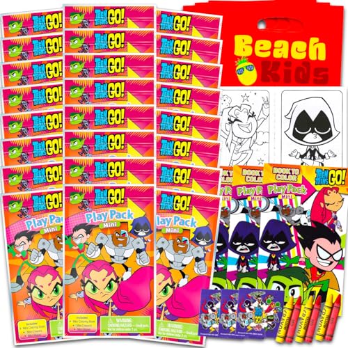 DC Comics Teen Titans Go Mini-Partygeschenk-Set – Paket mit 24 Teen Titans Spielpackungen mit Malvorlagen, Aufklebern und mehr, Teen Titans Go Partyzubehör von DC Comics