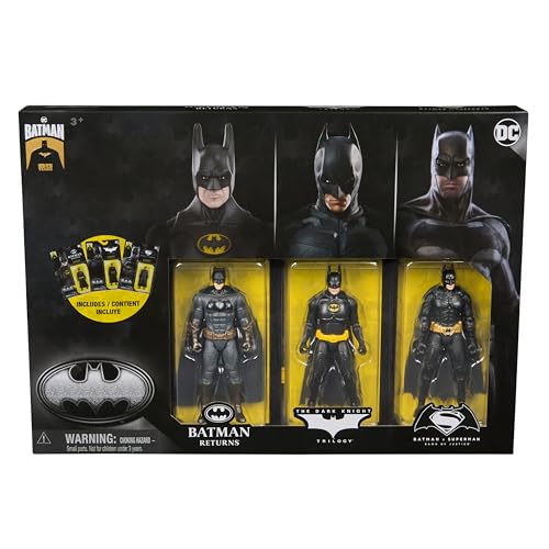 DC Ultimate Batman Set mit 3 Batman Figuren (10cm) aus den Filmen Batman Returns, The Dark Knight und Batman v. Superman. Ab 3 Jahren von DC Comics