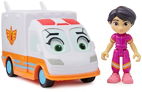 Disney Junior Firebuds, Violet and Axl, Actionfigur und Krankenwagen Spielzeug mit interaktiver Augenbewegung, Kinderspielzeug für Jungen und Mädchen ab 3 Jahren von DC Comics