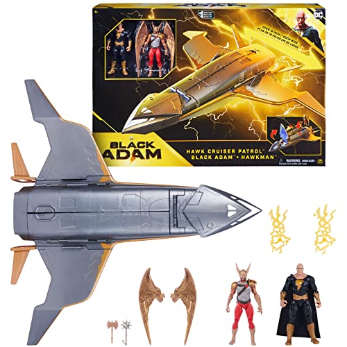 DC Comics, Hawk Cruiser Patrol, inklusive Actionfiguren von Black Adam und Hawkman, über 40 cm breit, Erstausgabe, Superhelden-Spielzeug, Mädchen ab 4 Jahren (Spin Master 6064871) von DC Comics