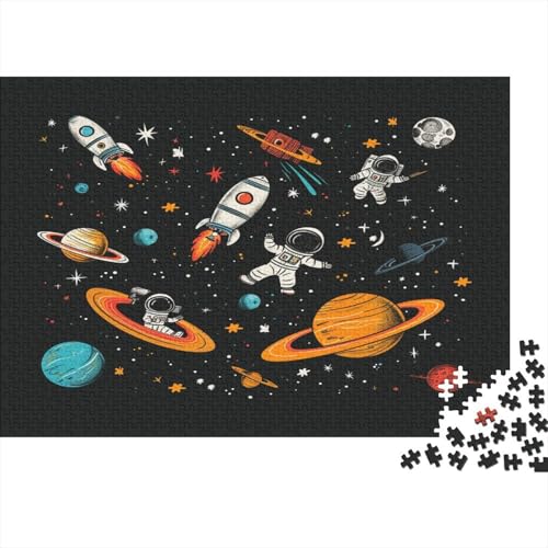 Cartoon Astronaut 1000 Stück Puzzles Für Erwachsene Teenager Stress Abbauen Familien-Puzzlespiel 1000-teiliges Puzzle Kinder Lernspiel Spielzeug Geschenk Puzzel 1000pcs (75x50cm) von DCABEIOOE