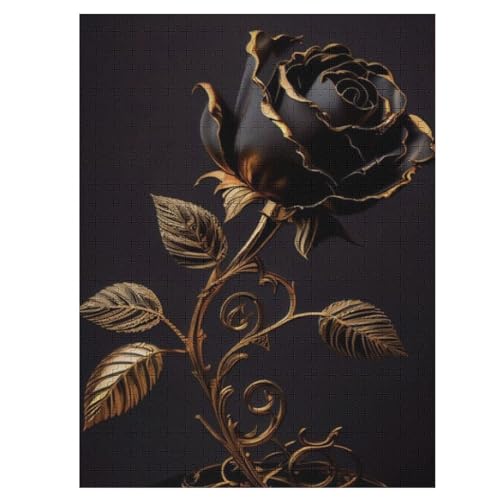 Puzzles Für Erwachsene, Schwarze Rose Puzzle, 500 Teile, Kreatives, Geistiges Spielzeug, Kinder, Montagespiele 55×41cm Puzzles Für Erwachsene, Schwarze Rose Puzzle, 500 Teile, Kreatives, Geistiges Spielzeug, Kinder, Montagespiele 55×41cm von DCCCY