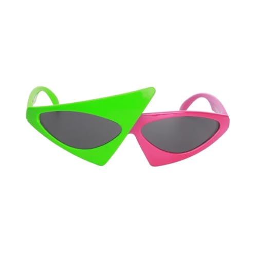 DCNIYT Lustige Brille mit grünem rosa Kontrast, Hip-Hop, asymmetrisch, dreieckig, Party-Dekorationen (A 05) von DCNIYT