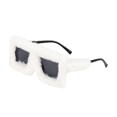 DCNIYT Übergroße Plüsch-Sonnenbrille, Winter-Sonnenbrille für Damen, weich, flauschig, quadratischer Rahmen, für Party, Cosplay (C14) von DCNIYT