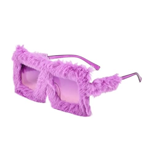 DCNIYT Übergroße Plüsch-Sonnenbrille, Winter-Sonnenbrille für Damen, weich, flauschig, quadratischer Rahmen, für Party, Cosplay (C6) von DCNIYT