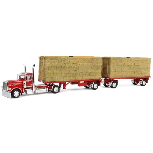 DCP 1/64 Viper Red Peterbilt 389 8,7 m Utility Dual Heu Pritschen & Last 60-1894 von DCP