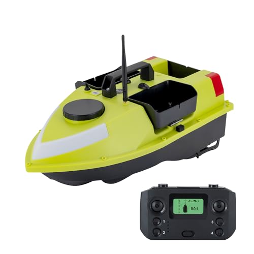 DCSYOG GPS Köderboot Futterboot mit GPS Angelköderboot mit LED-Nacht-Navigationslichter 600M Fernbedienung Fischköderboot RC Boot 2kg Laden Doppelmotor Futterboot für Männer von DCSYOG