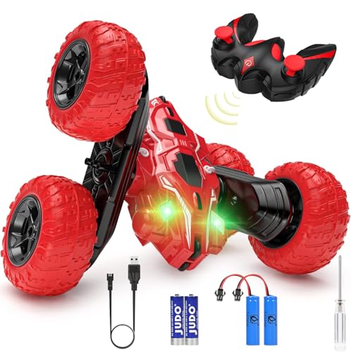 Ferngesteuertes Auto, 4WD 2.4 Ghz RC Stunt Crawler mit LED Licht, 360°drehbare Drift RC Auto für Innenräume, Außenbereiche, Rasenflächen, Spielzeug Geschenke für 6+ Jahre alte Jungen Kinder Mädchen von DDULEOG