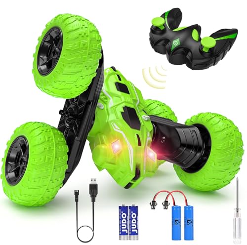 Ferngesteuertes Auto, 4WD 2.4 Ghz RC Stunt Crawler mit LED Licht, 360°drehbare Drift RC Auto für Innenräume, Außenbereiche, Rasenflächen, Spielzeug Geschenke für 6+ Jahre alte Jungen Kinder Mädchen von DDULEOG