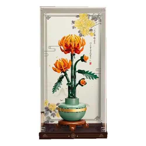 Acryl-Displaybox, kompatibel mit Lego 10368 Chrysanthemen/10369 Pflaumenblüte, transparente Aufbewahrungsbox, zum Schutz des Modells (nur Vitrine (Stil B) von DDXMML