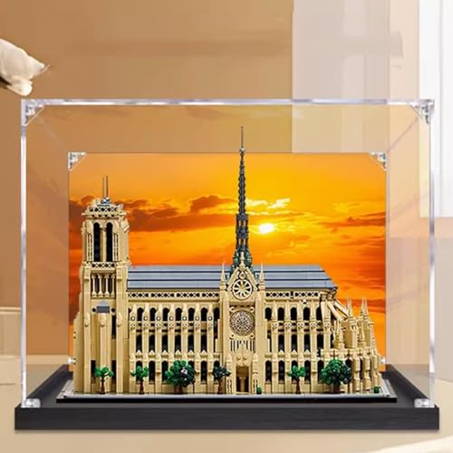 Acryl-Displaybox, kompatibel mit Lego 21061 Notre Dame de Paris, transparente Aufbewahrungsbox, dient zum Schutz des Modells (nur Vitrine (Rückenspray) von DDXMML