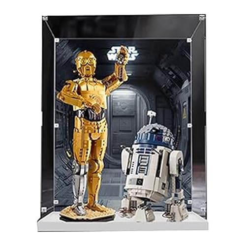 Acryl-Displaybox, kompatibel mit Lego 75398 + 75379 Star Wars C-3PO/R2-D2, transparente Aufbewahrungsbox, zum Schutz des Modells (nur Vitrine (Stil B) von DDXMML