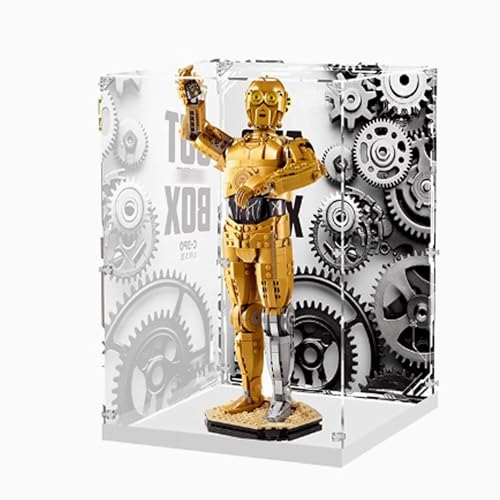 Acryl-Displaybox, kompatibel mit Lego 75398 Robotics C-3PO, transparente Aufbewahrungsbox, zum Schutz des Modells (nur Vitrine) von DDXMML