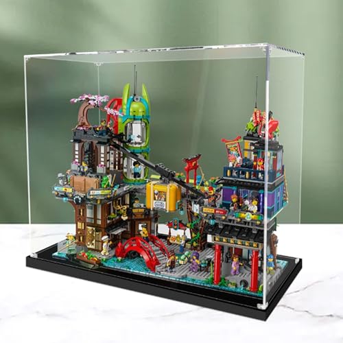 Acryl-Vitrine, kompatibel mit Lego 71799 City Bazaar Schaukasten-Set, staubdicht, UV-beständig, transparente Vitrine (nur Vitrine, Kit nicht im Lieferumfang enthalten) (2 mm) von DDXMML