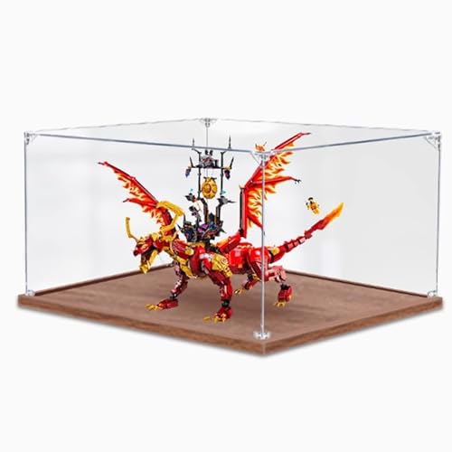 Acryl-Vitrine, kompatibel mit Lego 71822 Mighty Source Dragon Vitrine Kit, staubdichte transparente Vitrine, Aufbewahrungsbox (nur Vitrine) (3 mm) von DDXMML