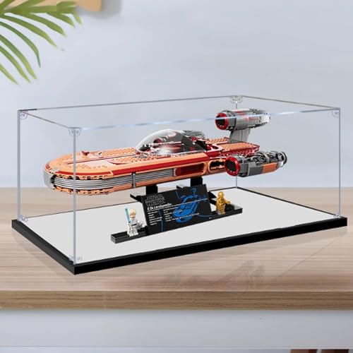 Acryl-Vitrine, kompatibel mit Lego 75341 Luke Skywalker Land Speeder Displaybox-Set, staubdicht, UV-beständig, transparente Vitrine (nur Vitrine) (Spiegel 3 mm) von DDXMML