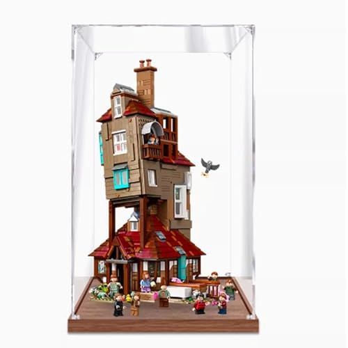 Acryl-Vitrine, kompatibel mit Lego 76437 Humble Abode Displaybox-Set, staubdicht, UV-beständig, transparente Vitrine (nur Vitrine, Kit nicht im Lieferumfang enthalten) (Holzsockel 3 mm) von DDXMML