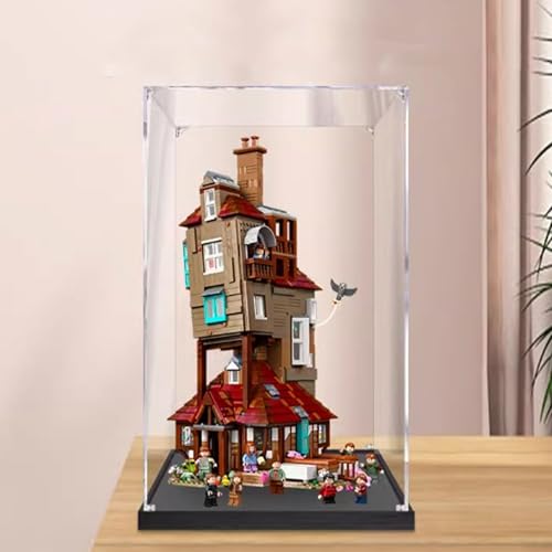 Acryl-Vitrine, kompatibel mit Lego 76437 Humble Abode Displaybox-Set, staubdicht, UV-beständig, transparente Vitrine (nur Vitrine, Kit nicht im Lieferumfang enthalten) (schwarzer Sockel 2 mm) von DDXMML