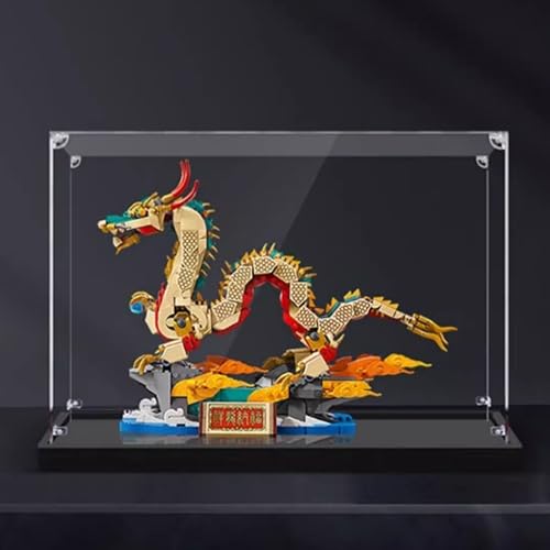 Acryl-Vitrine, kompatibel mit Lego 80112 Chinesisches Neujahrsdrachen-Schaukasten-Set, staubdicht, UV-beständig, transparente Vitrine (nur Vitrine) (3 mm) von DDXMML