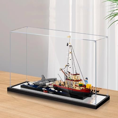 Acryl Vitrine Kompatibel mit Lego 21350 White Shark Killer Wal Modell Set, Staubdichte Transparente Vitrine, Aufbewahrungsbox (nur Vitrine) (Spiegel) von DDXMML