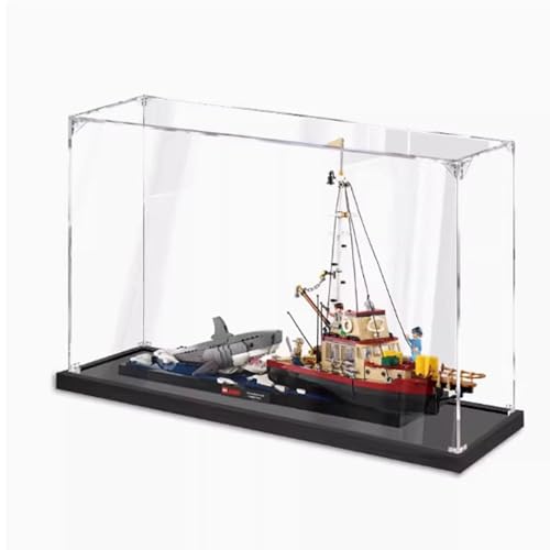 Acryl Vitrine Kompatibel mit Lego 21350 White Shark Killer Wal Modell Set, Staubdichte Transparente Vitrine, Aufbewahrungsbox (nur Vitrine) (Transparent) von DDXMML