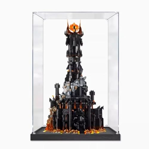 Acrylvitrine Kompatibel mit Lego 10333 Herr der Ringe Modellset, Staubdichte Transparente Vitrine Aufbewahrungsbox (nur Vitrine) (Transparent) von DDXMML