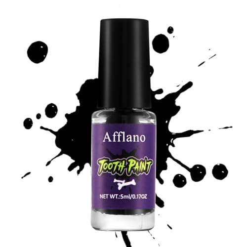 DE'LANCI Halloween Schwarze Zähne, Verwesungszähne-Make-Up, SFX-Make-Up Schwarze Zähne, Schnell Trocknend, Dauerhaft Und Nicht Abfärbend, Schwarze Zähne Durch Zähneputzen Reinigen 5ml/0.17Oz von DE'LANCI