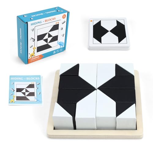 Puzzle Tangram Kinder, DEANKEJI Holzpuzzle Kinder, Geometrisches Körper Tangram, Intelligenz Entwickeln, Verschiedene Schwierigkeitsgrade, Rahmenpuzzle ab 3 Jahren von DEANKEJI