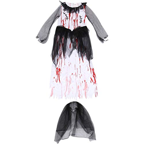 DEARMAMY 1 Satz 2 Stück Kleines Mädchen Geisterbraut Kleid Kleider Kostüme Bekleidung Outfits Kinderkleid Kinderort Mädchenkleidung Goth Kleidung Performance Kleidung Weißes von DEARMAMY