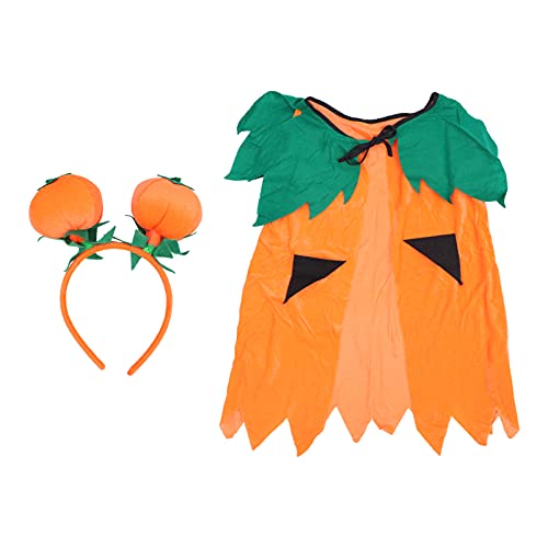 DEARMAMY 1 Satz 2St Kürbis-Umhang Halloween-Requisiten Outfits Halloweenkostüm halloween umhang halloween costume Kürbis Schal Kürbis-Haarbänder Stoff Orange von DEARMAMY