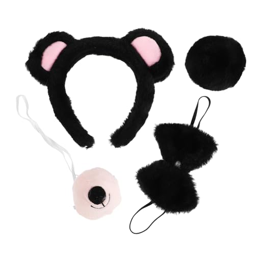 DEARMAMY 1 Satz Bärenohren-stirnband Tierisches Bärenkostüm Plüschbär-kopfbedeckung Bärenohr Haarband Party-feier-stirnband Pelzige Ohren Tierbär-accessoire Plüschbär-haarband Plastik Black von DEARMAMY