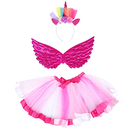 DEARMAMY 1 Satz Ballettröckchen Einhorn Cosplay Rock Stirnbänder Für Kleine Mädchen Party Kinderkostüm Stirnbänder Für Mädchen Kinderparty-kleidungsset Hochzeitskleid Polyester von DEARMAMY