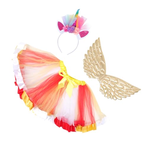 DEARMAMY 1 Satz Ballettröckchen Feenflügel Einhorn-tutu-rock Engel Cosplay-accessoire Einhornrock Kleinkind Mädchen Rock Ballettrock Aus Tüll Party-kid, Das Kostüm Aufführt Outfit Polyester von DEARMAMY